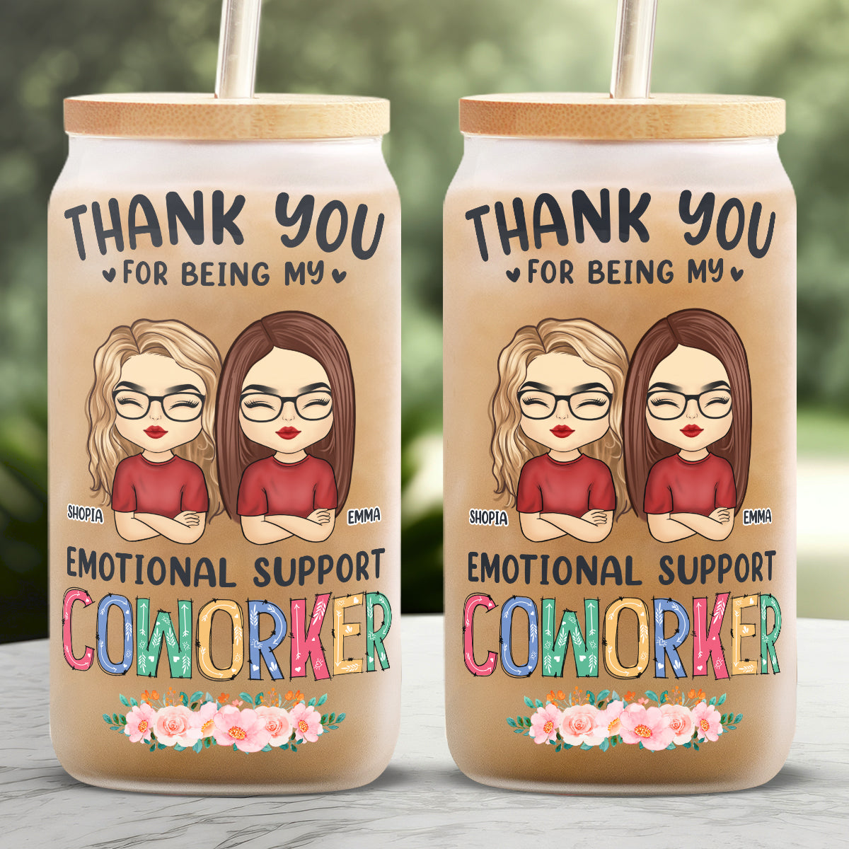 Thanks For Being My Unpaid Therapist - Personalized Glass Cup, Iced Coffee Cup - Gift For Best Friends, Sisters