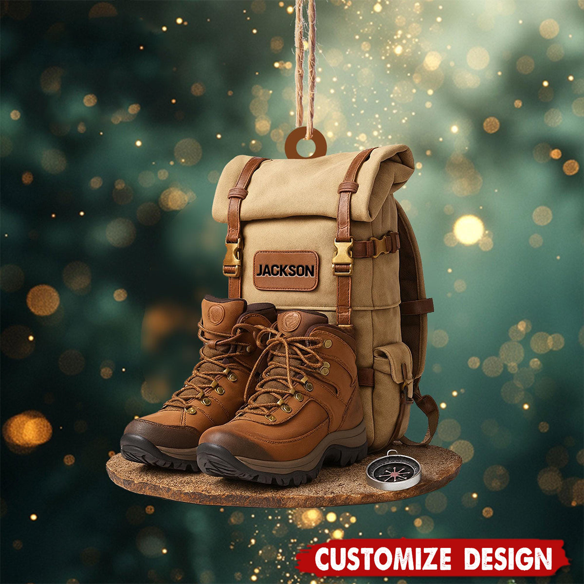 Personalized Hiking Flat Acrylic Ornament, Custom Hiking Lovers Christmas Ornament, Unique Camping Lover Gift, Xmas Gift For Hiking Club