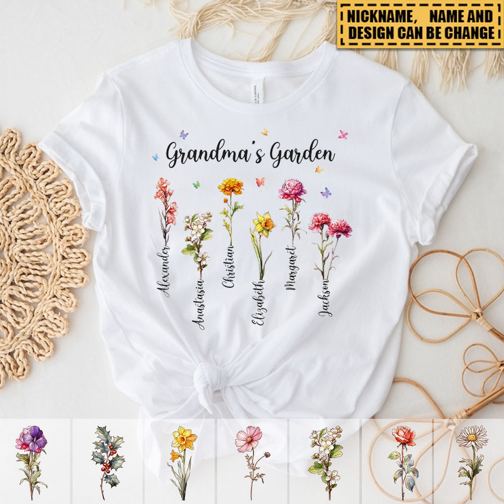 Grandma's Garden - Family Personalized Custom Unisex T-shirt