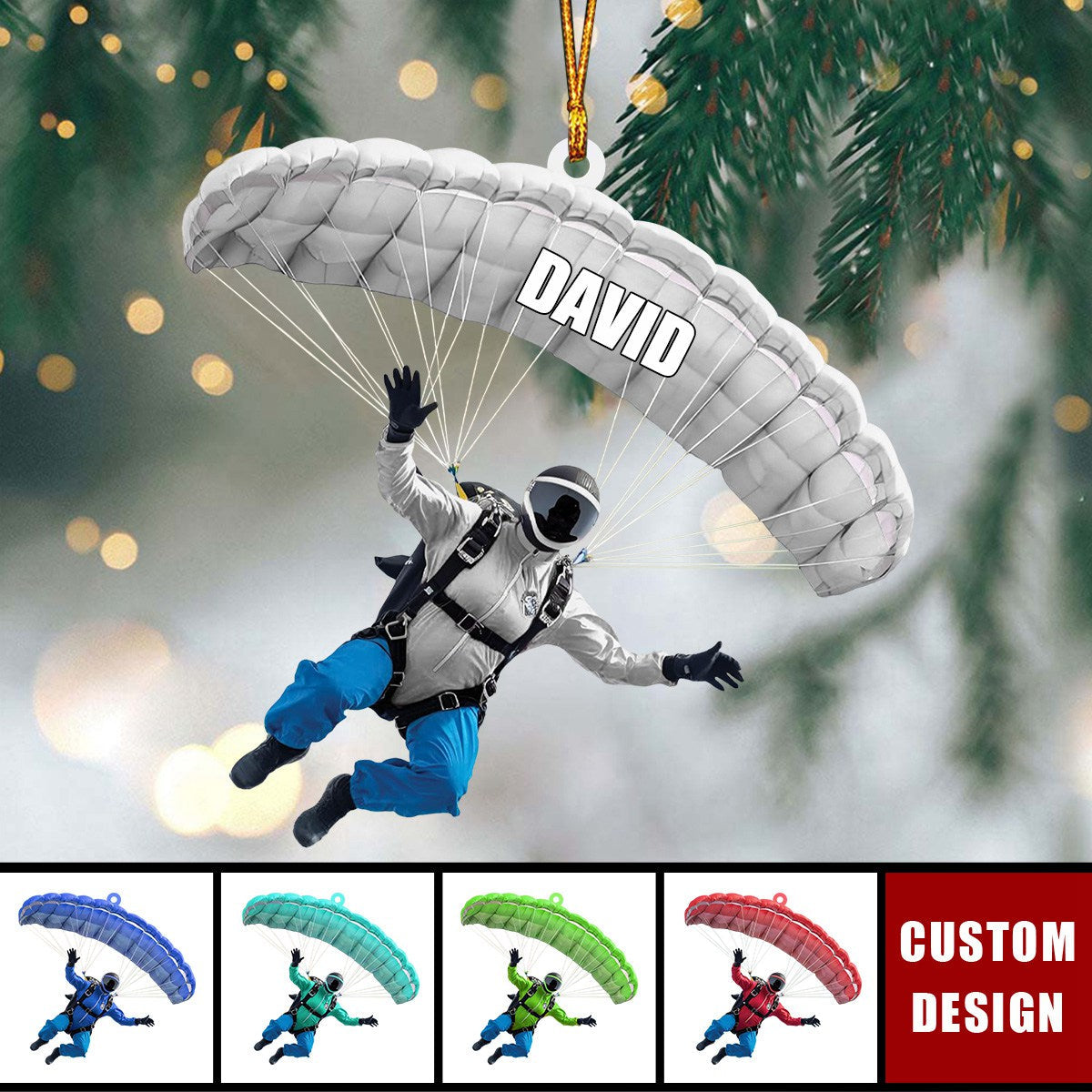 Personalized Parachute Ornament - Paragliding,Skydiving Gift - 2024 New Release