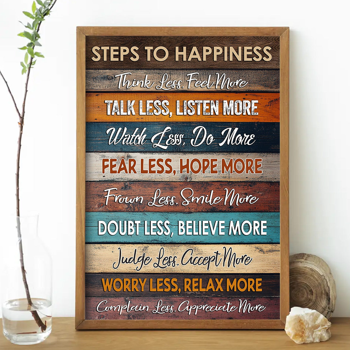 Steps To Happiness - Motivational Quote Poster