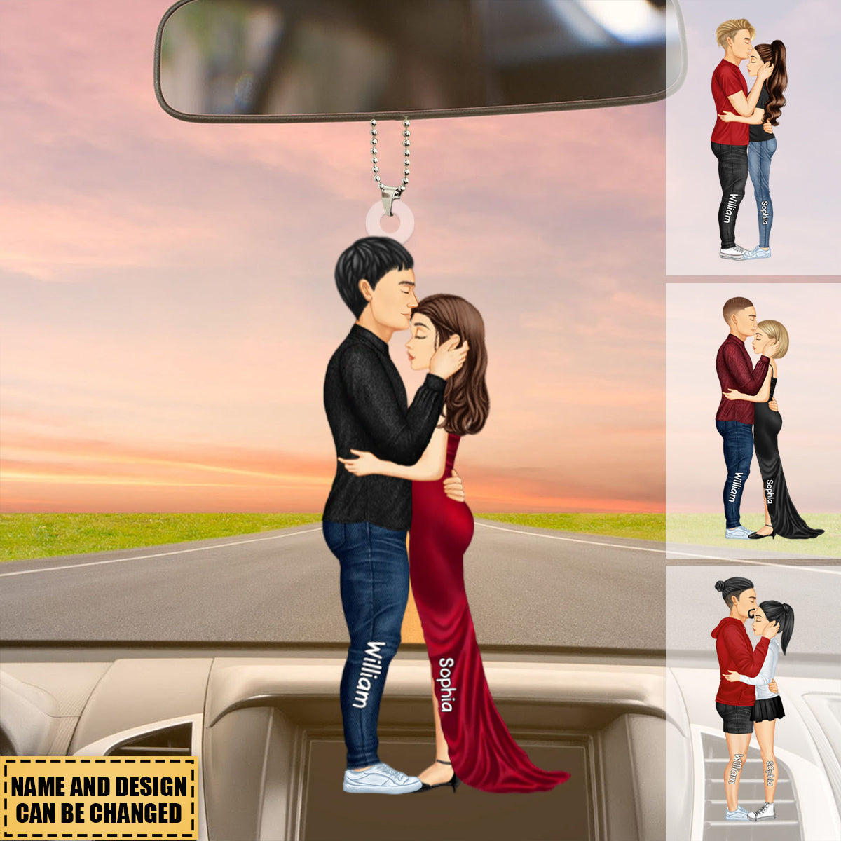 Personalized Hugging Couple Car Ornament - Gift For Couple