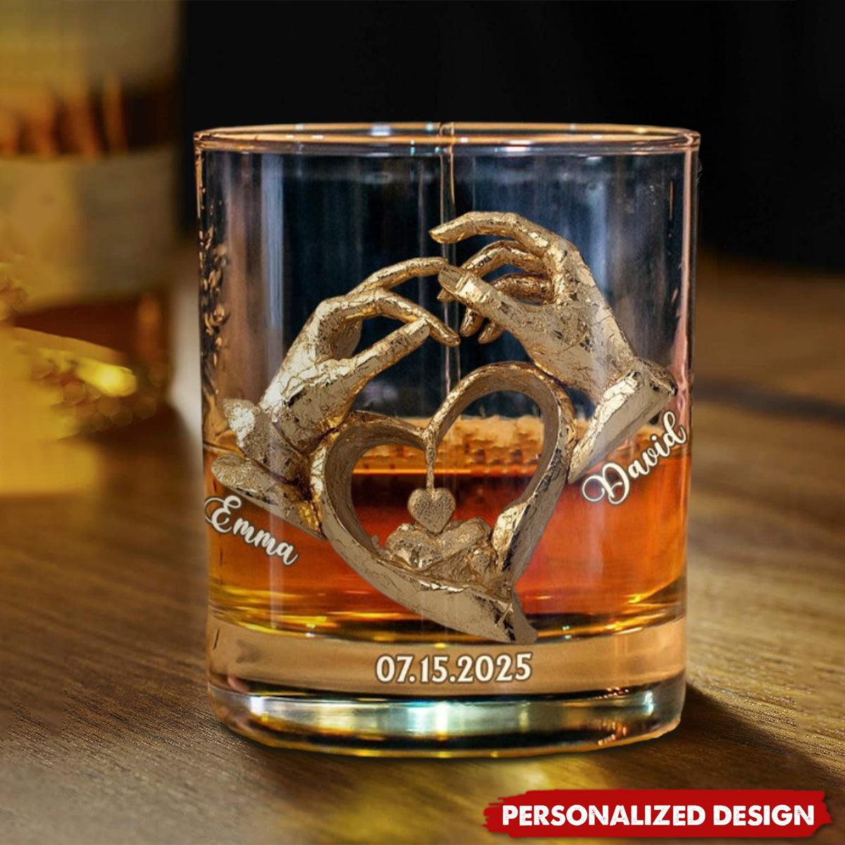 Anniversary Gift For Him/ Her - Personalized Couple Whiskey Glass