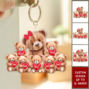 Grandma/ Mama Bear With Little Bear Kids Personalized Acrylic Keychain