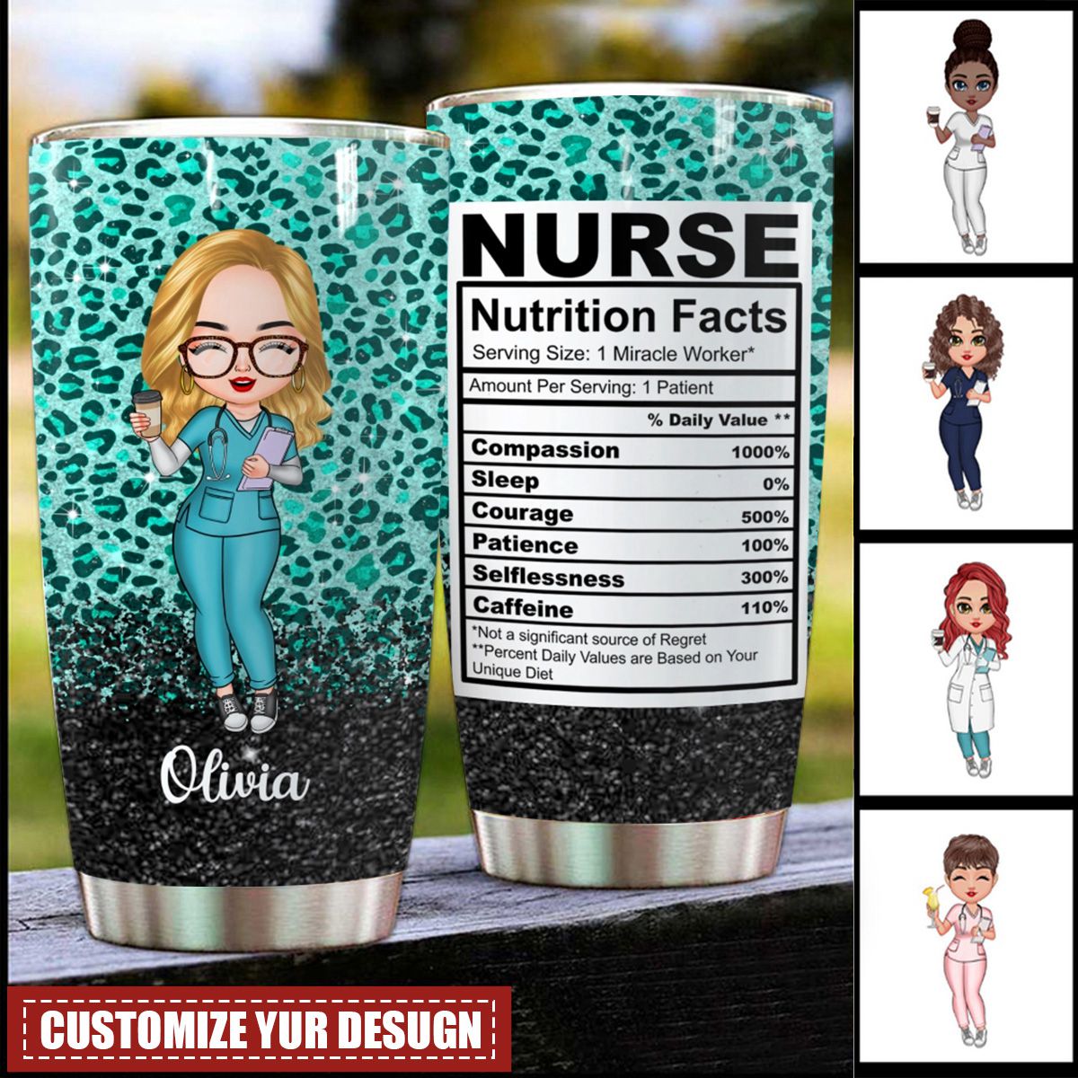 Nurse Nutrition Facts - Personalized Custom Tumbler - Nurse's Day, Appreciation Gift For Nurse