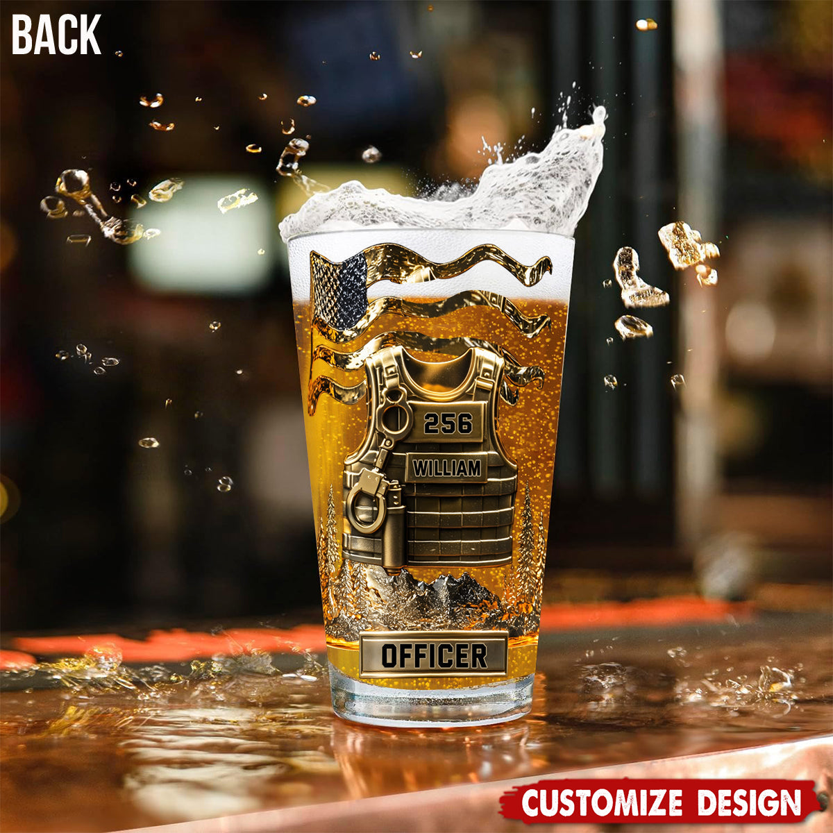 Serve And Protect - Personalized Police Officer Beer Glass