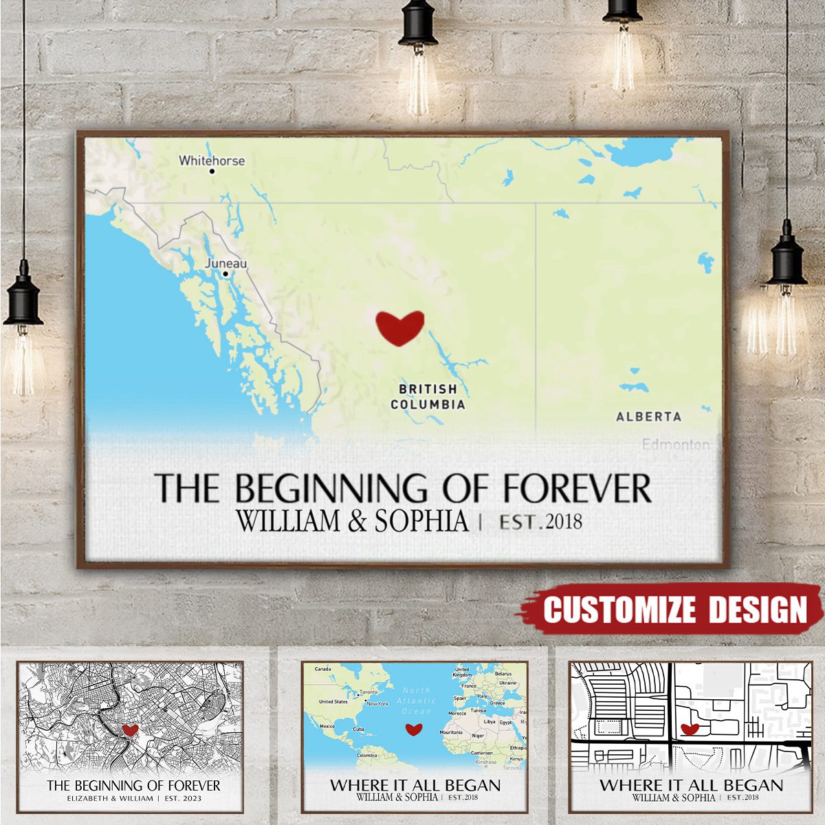 Where It All Began - Personalized Horizontal Poster - Gift For Couple