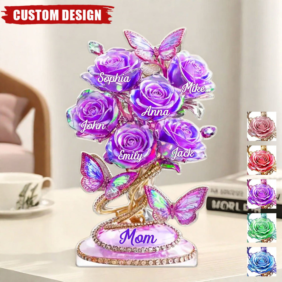 Each Rose Holds A Piece Of Your Heart - Personalized Acrylic Plaque - Mother's Day