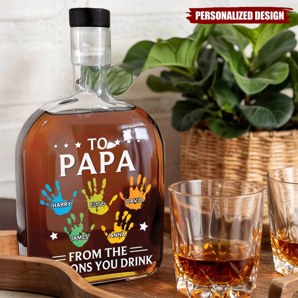 To My First And Forever Hero-Personalized Whiskey Bottle-Gift For Dad,Grandpa