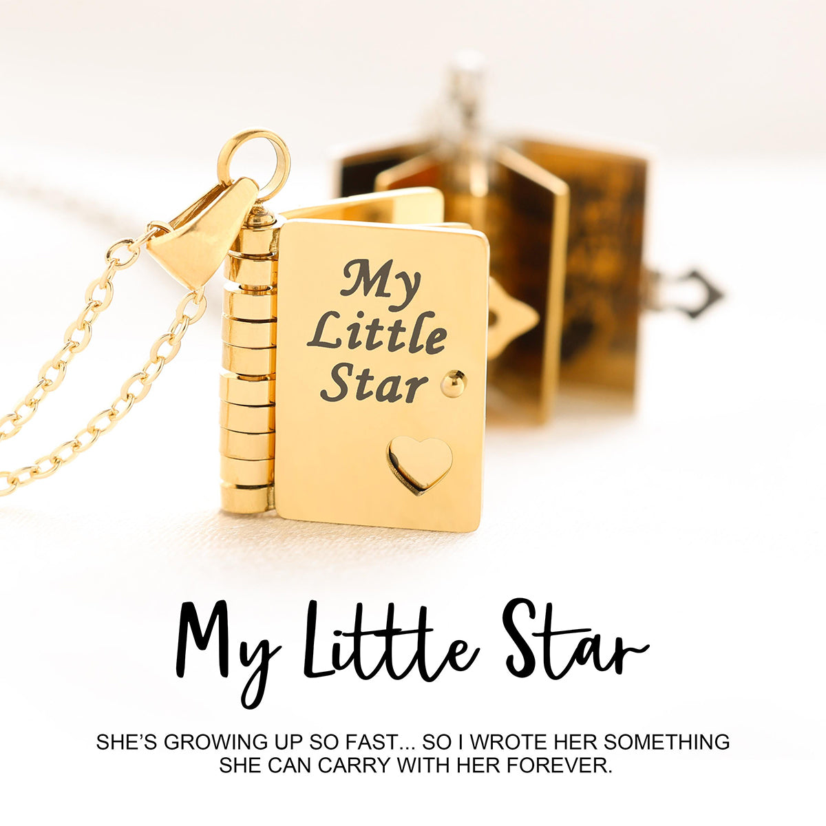 My Little Star Book Necklace-A Letter to My Daughter in a Locket