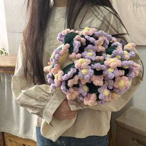 Hand-Knitted Daisy Blanket Bouquet Blanket Ready-Made Hand-Woven Flower Blanket, Gift For Mother And Girlfriend