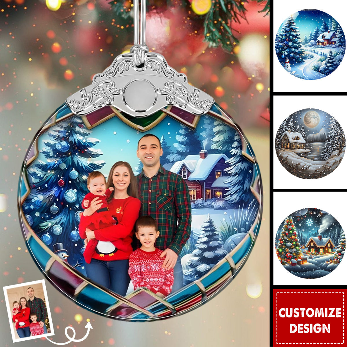 Custom Photo Glass Ornament - Personalized Christmas Birthday Gifts For Mom, Dad, Kids - Our Greatest Gift Is Each Other