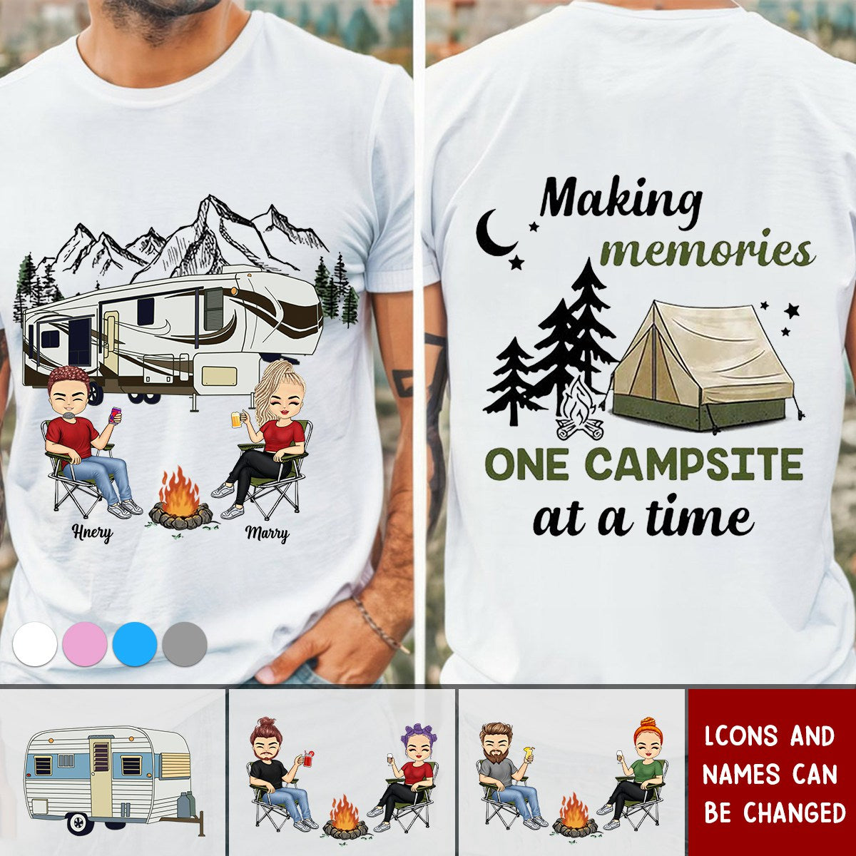 For Couple Making Memories One Campsite At A Time Double-sided Printing Shirt