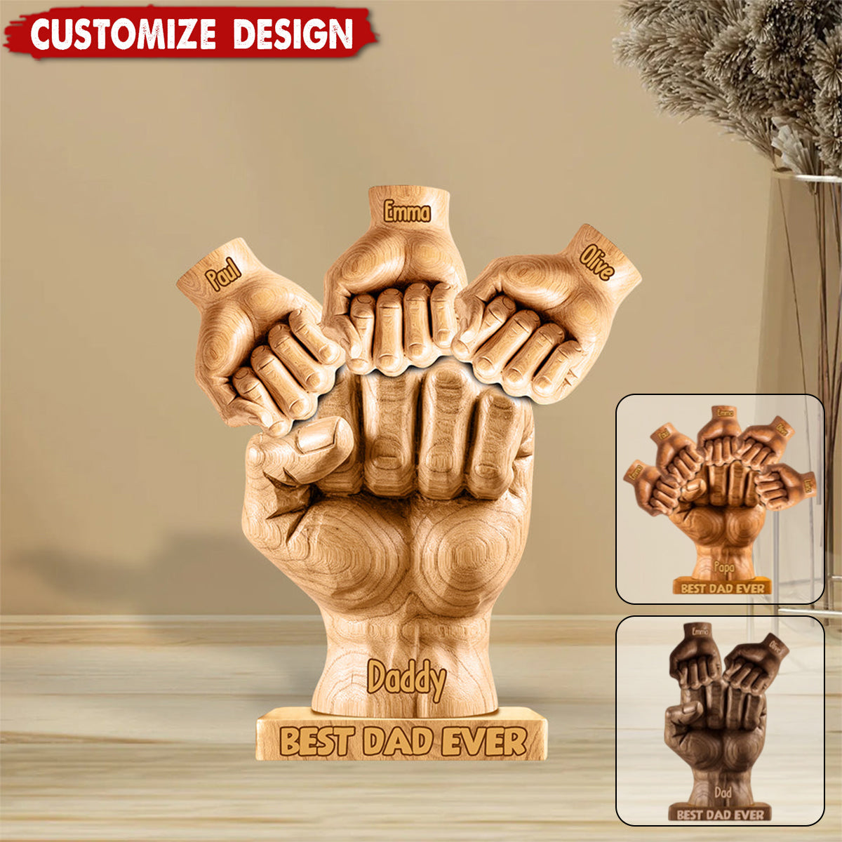 Best Dad Ever - Personalized Father Shaped Acrylic Plaque