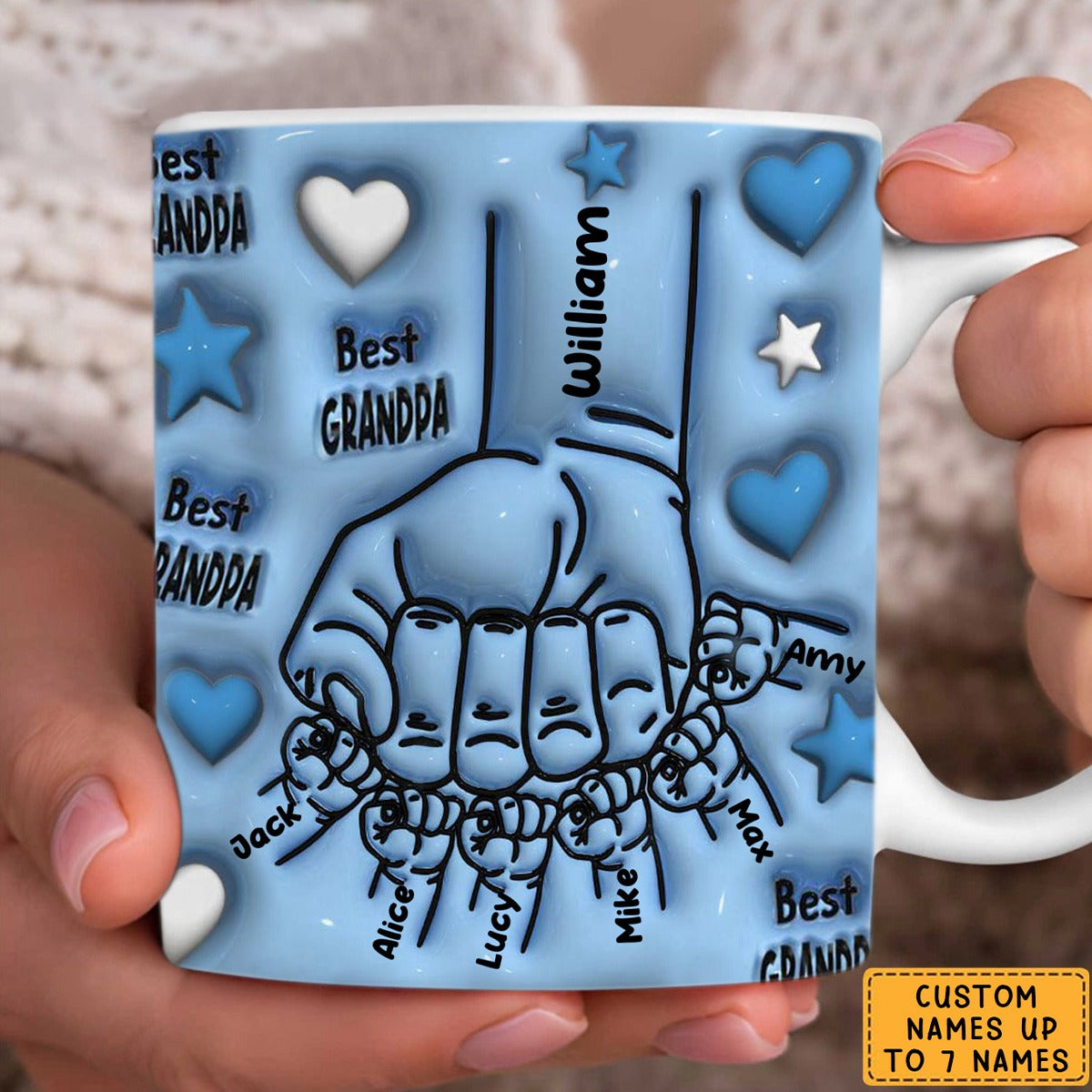 Best Dad/Grandpa - Personalized 3D Inflated Effect Mug - Gift For Cat Dad/Grandpa