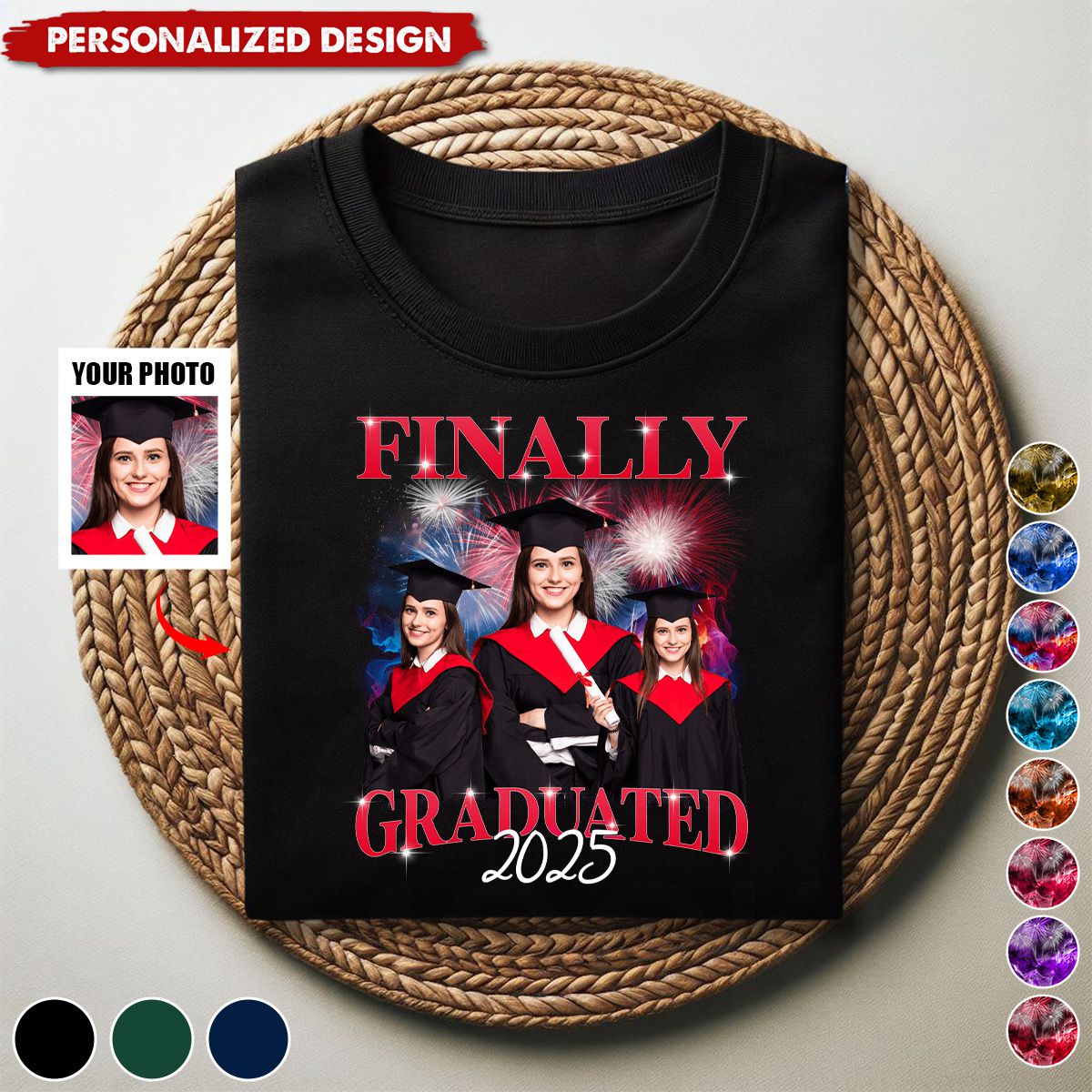 Finally I Graduated-Personalized Photo Shirt