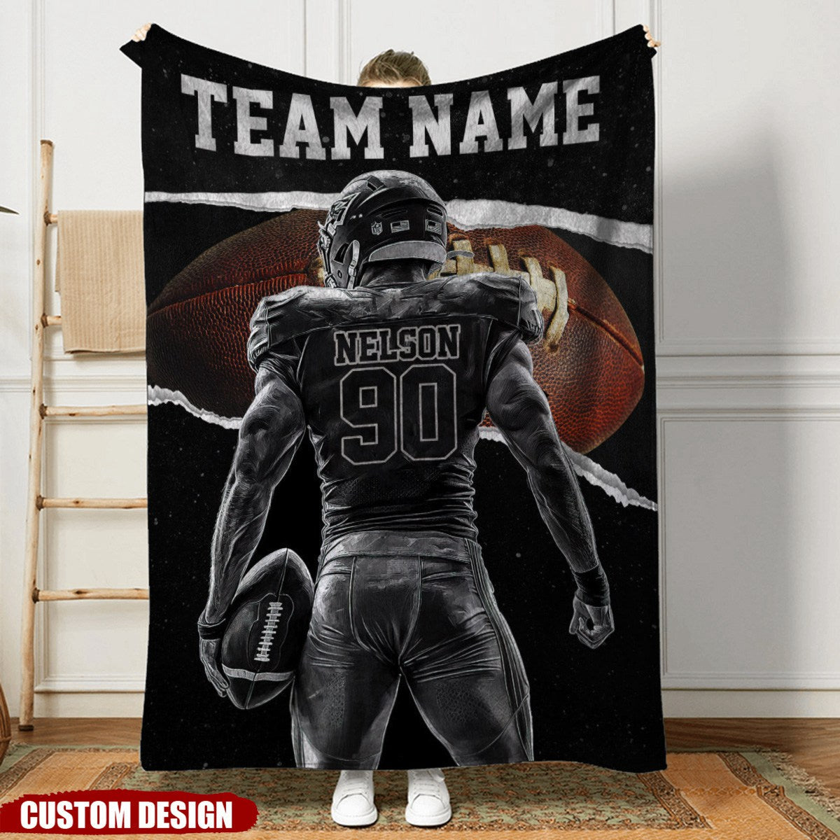 Personalized American Football Boy Blanket, Gift For American Football Lovers,Players