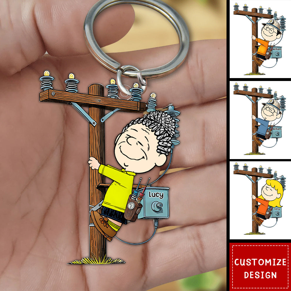 Personalized Acrylic Lineman Keychain - Gift For Lineman