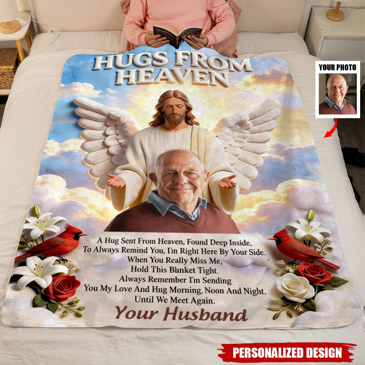 Memorial Gift, Hugs From Heaven-Personalized Memorial Blanket