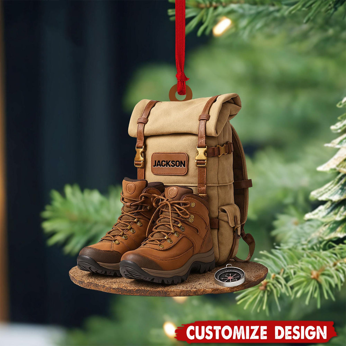 Personalized Hiking Flat Acrylic Ornament, Custom Hiking Lovers Christmas Ornament, Unique Camping Lover Gift, Xmas Gift For Hiking Club