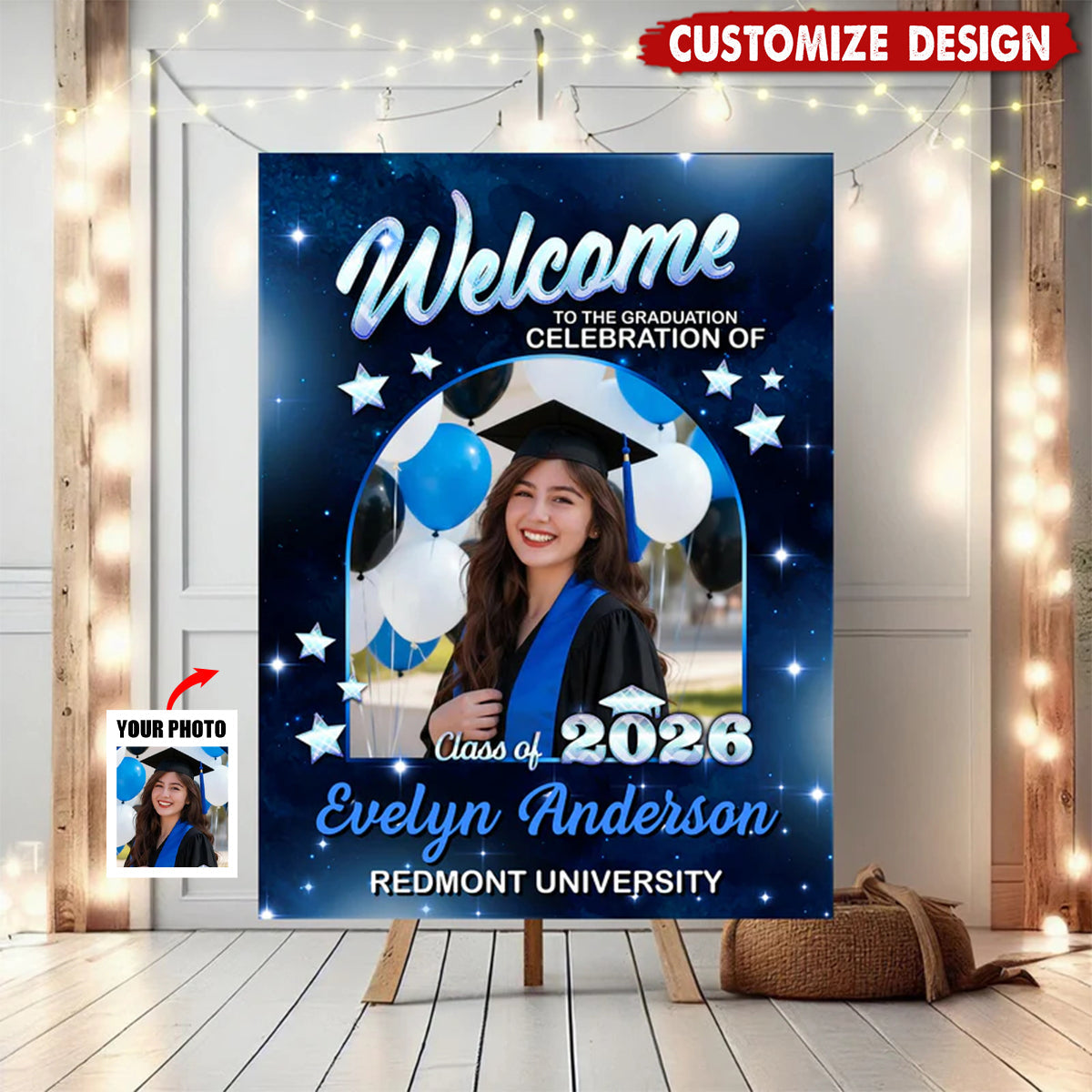 Class Of 2026 Party - Personalized Graduation Welcome Sign - Custom Photo Welcome Sign - Graduation Gifts