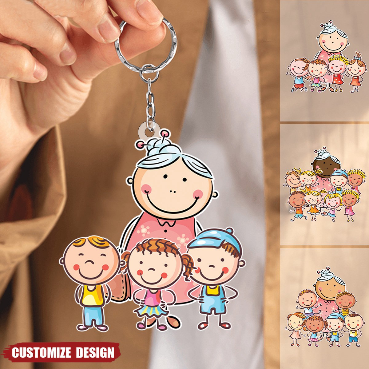 Gift For Grandma-Personalized Acrylic Keychain