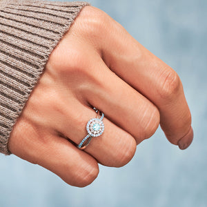 Pink Teal Round Diamond Infinity Ring - Gift For Mom,Grandma