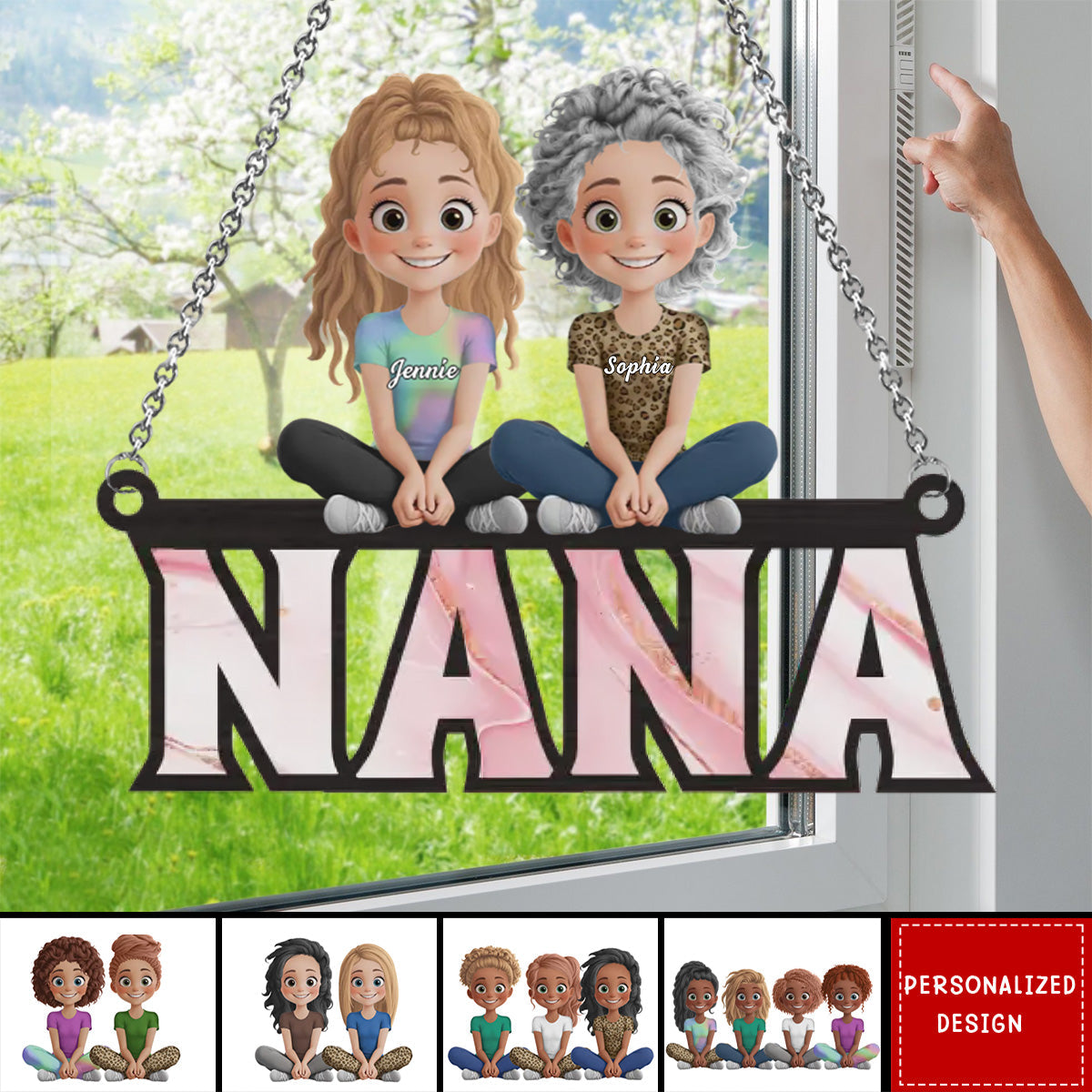 Where Mom Sits,Love Gathers-Personalized Suncatcher Ornament-Gift For Mom,Grandma