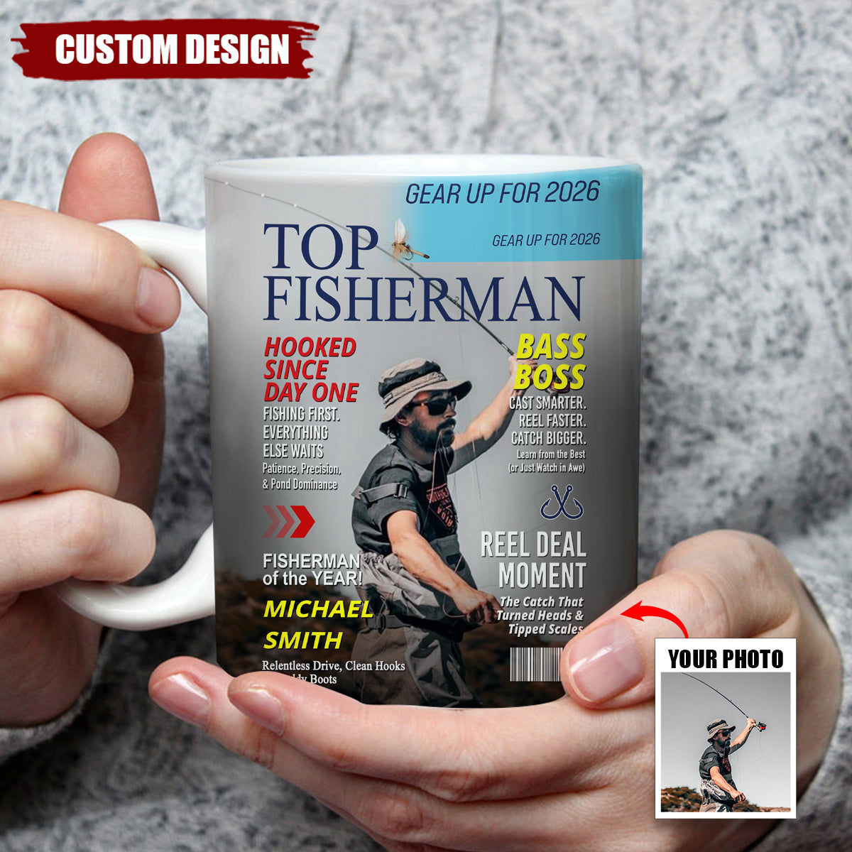 Personalized Fishing Magazine Cover Mug - Angler Funny Fisherman Gift,Fishing Lovers Gift