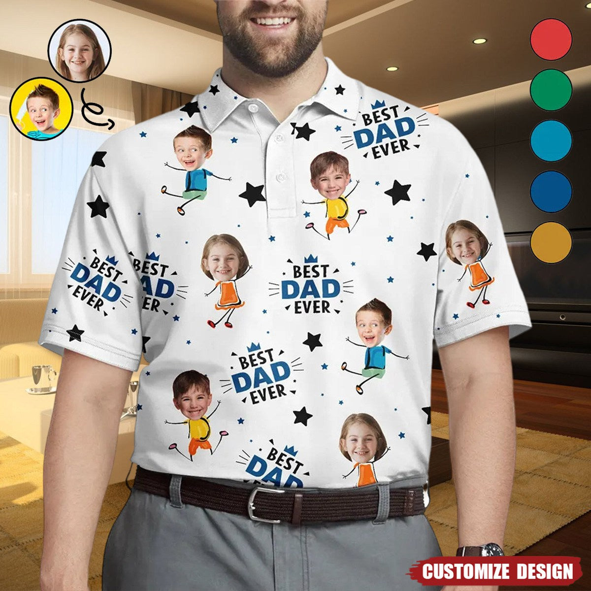 Custom Photo Best Dad Ever - Personalized Polo Shirt