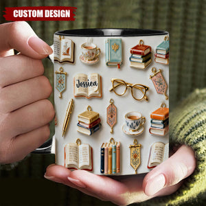 Just A Girl Who Loves Books - Personalized Book Accent Mug