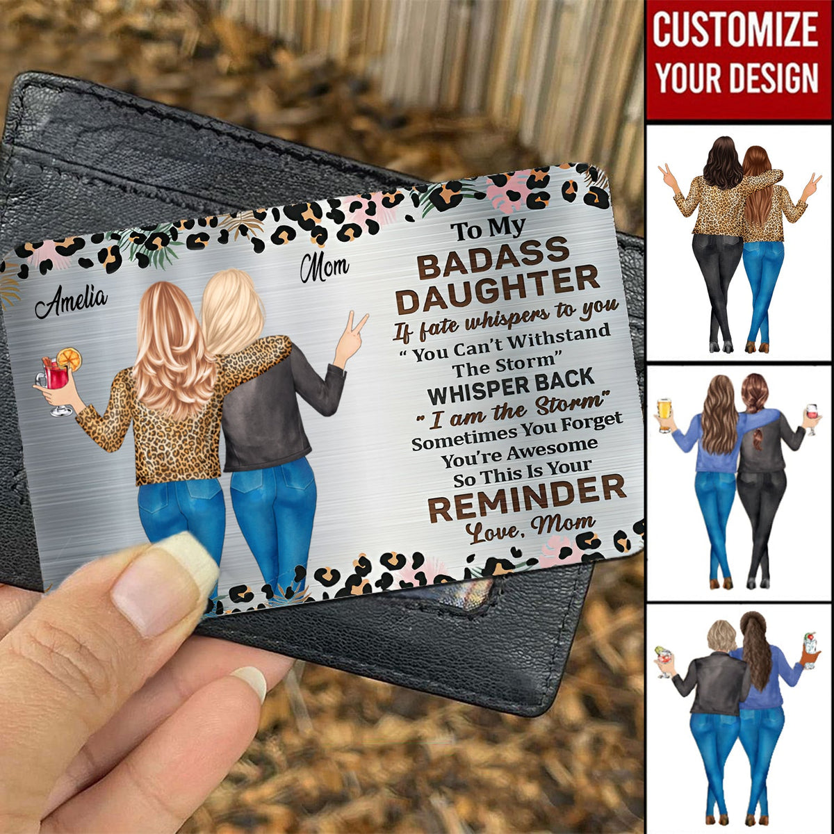 To My Badass Daughter- Personalized Stainless Wallet Card