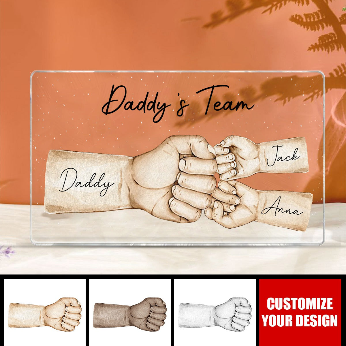 Daddy's Team Fist Bump Personalized Acrylic Plaque