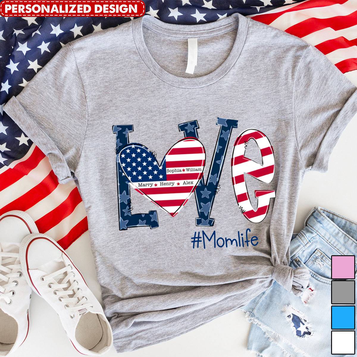 Grandmalife With Love Kid Name Personalized T-shirt