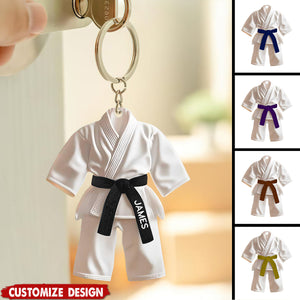Personalized Black Belt Keychain -  Karate,Jiu-Jitsu Gift