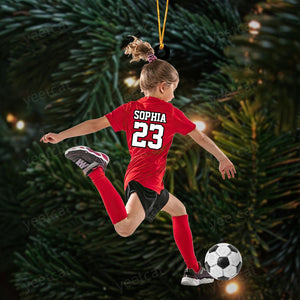 Personalized Little Girl/Kid Soccer Players Acrylic Christmas Ornament-Gift For Soccer Lovers