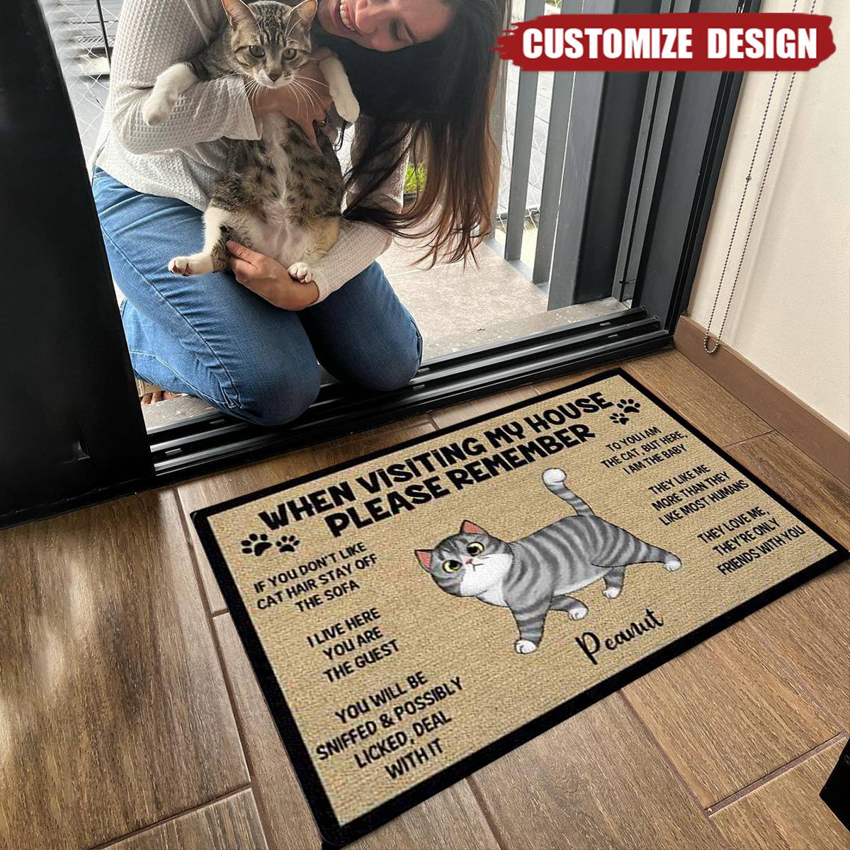Please Remember When Visiting Cats House Personalized Doormat