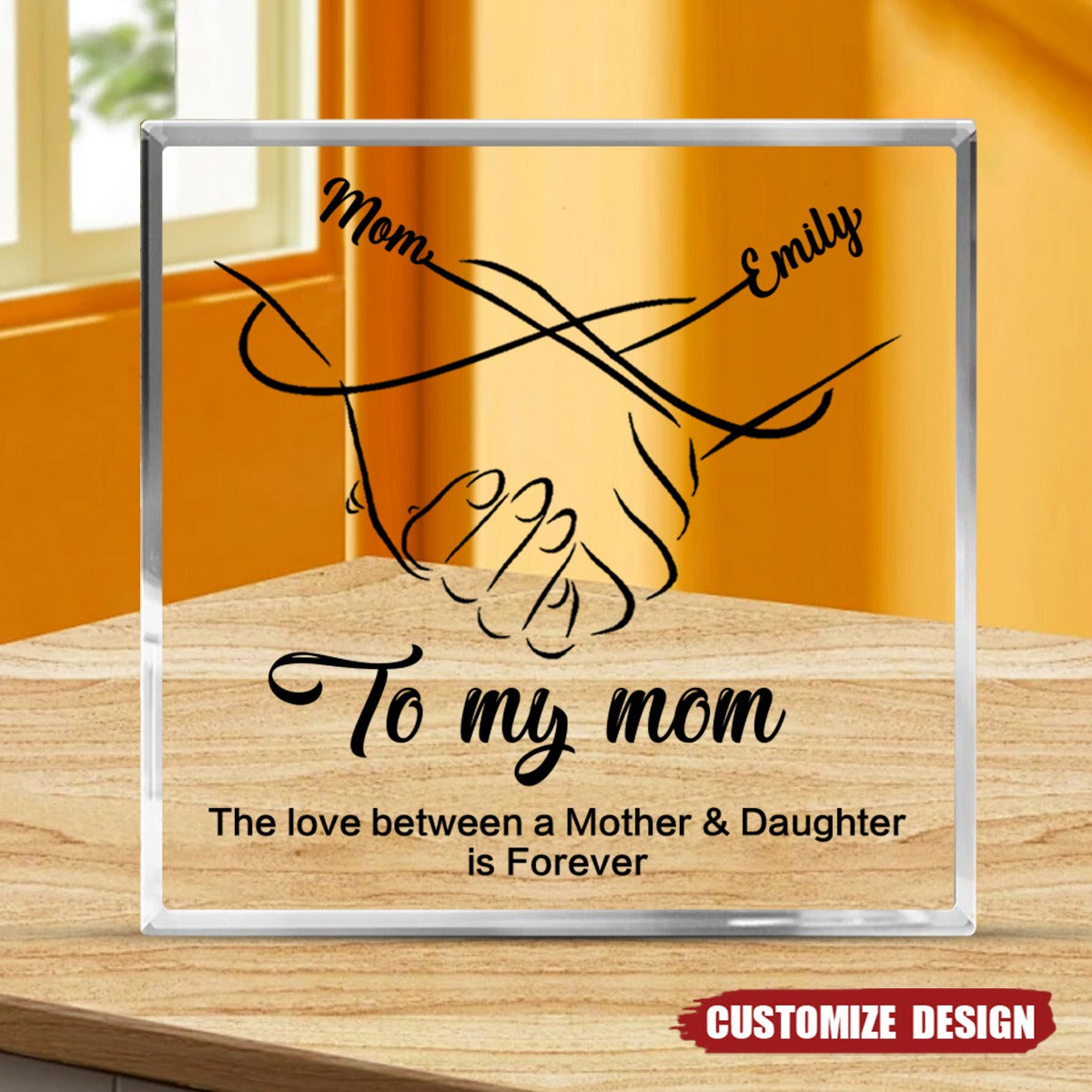 The Love Between Mom And Daughter/Son Is Forever - Personalized Square Shaped Acrylic Plaque