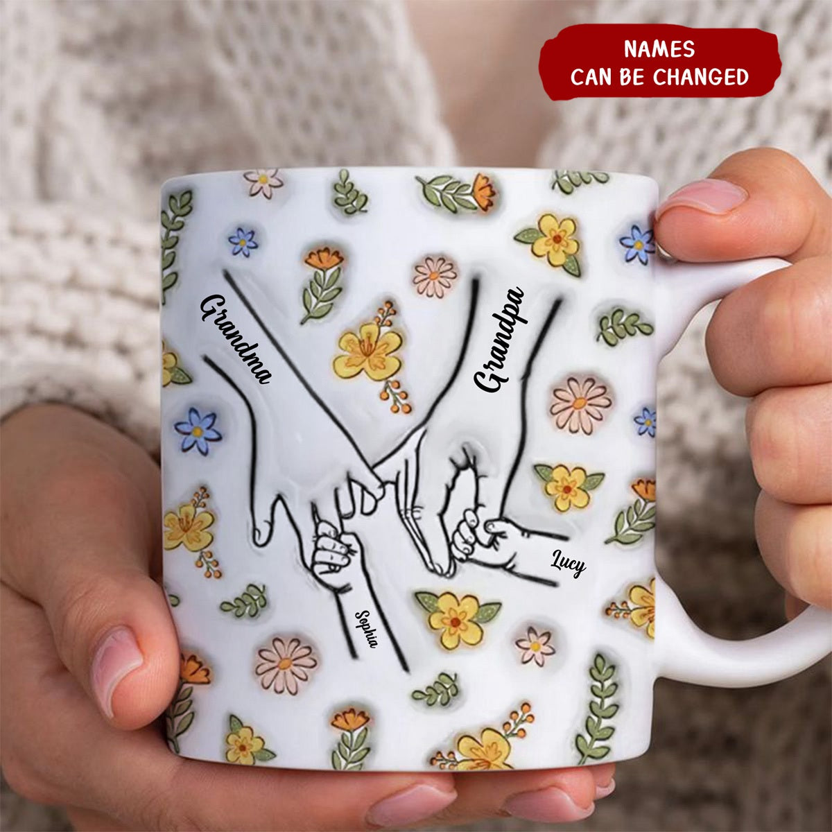 Personalized Family Custom 3D Inflated Effect Printed Mug-A Family Is A Round Of Love