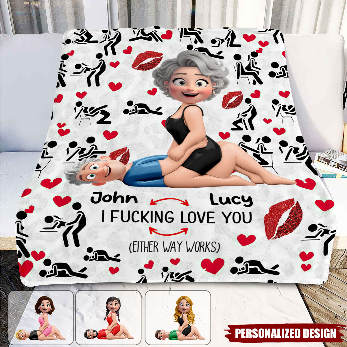 I Love You-Personalized Couple Blanket