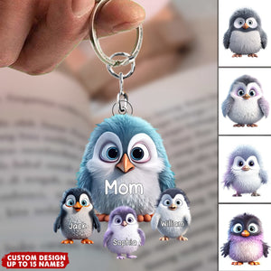 Personalized Cooler Penguins with Kid Names Acrylic Keychain