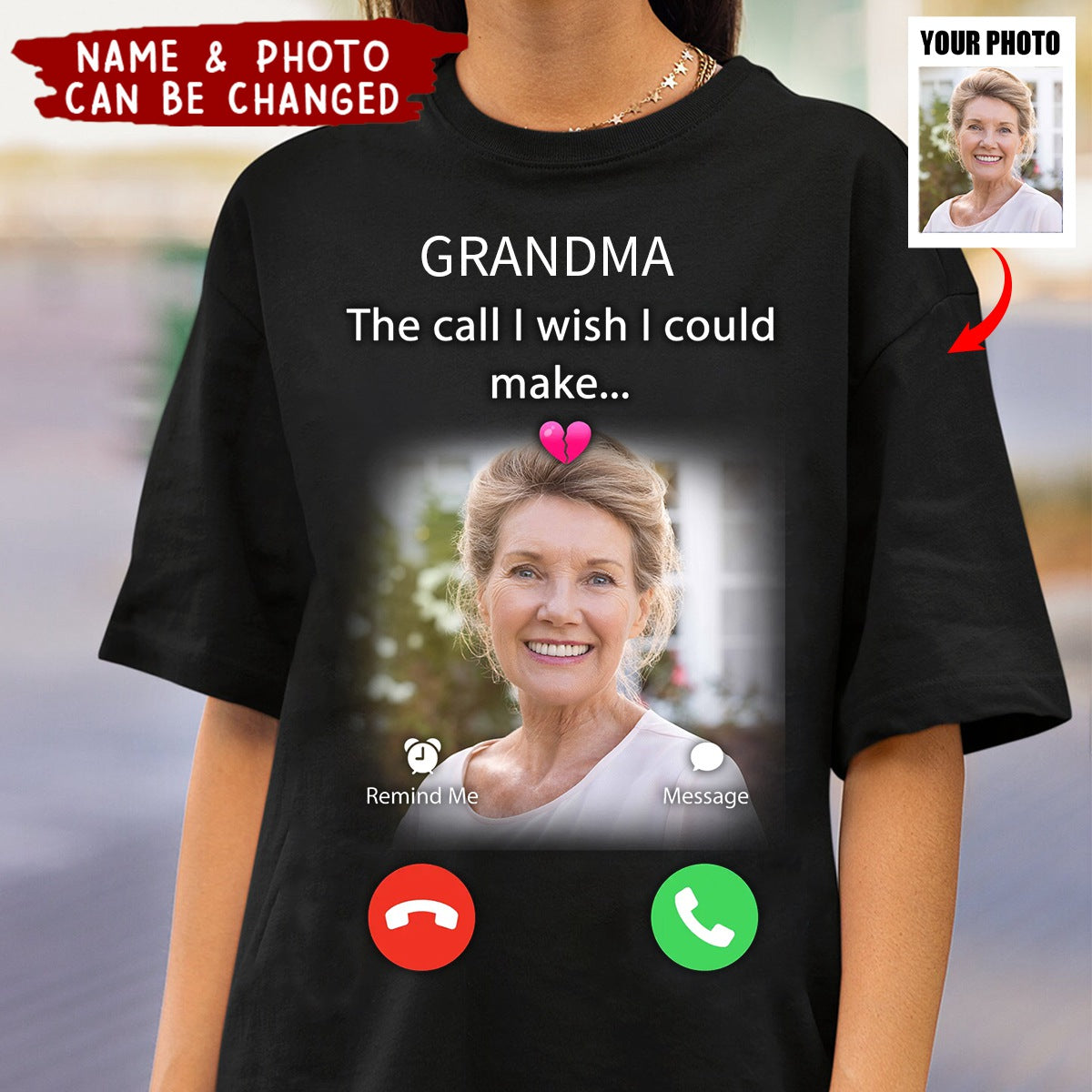 The Call I Wish I Could Make - Personalized Memorial Mom / Dad Shirt - Upload Photo