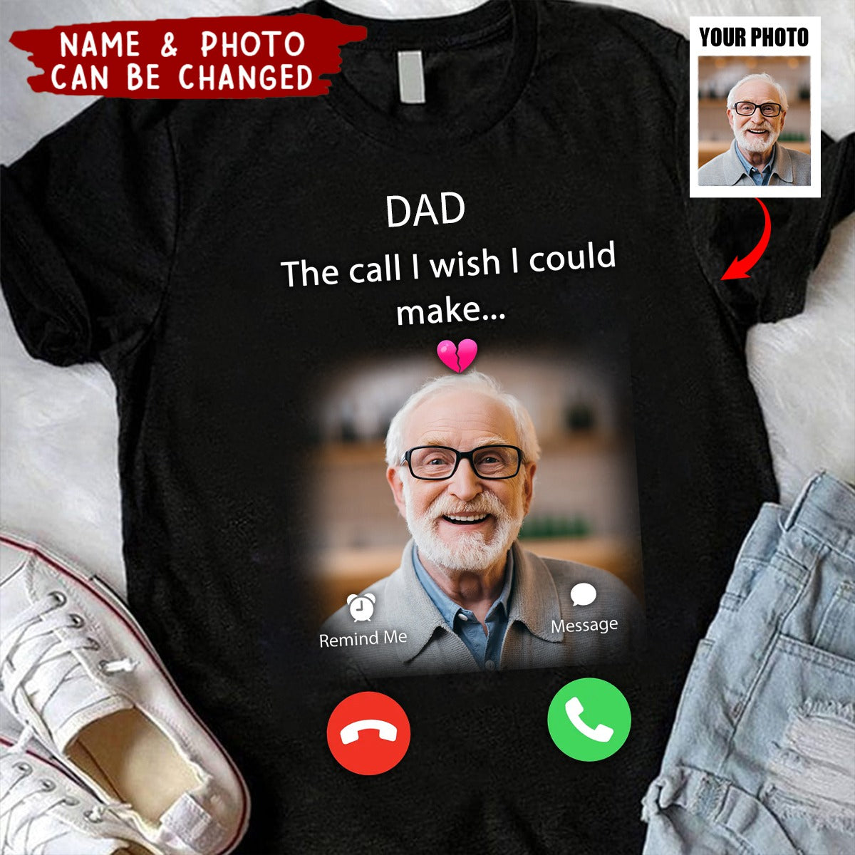 The Call I Wish I Could Make - Personalized Memorial Mom / Dad Shirt - Upload Photo