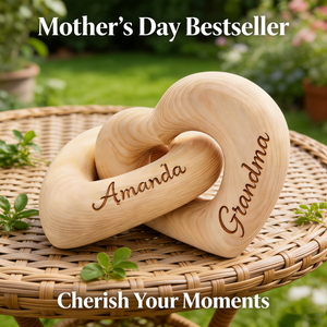 Personalized Infinity Heart Wood Sculpture - Gift For Mom Grandma