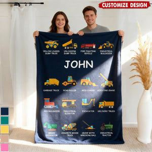 Personalized Construction Truck Blanket - Gift for Kids Truck Lovers
