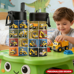 Construction Machines - Personalized Kid Kids Water Bottle