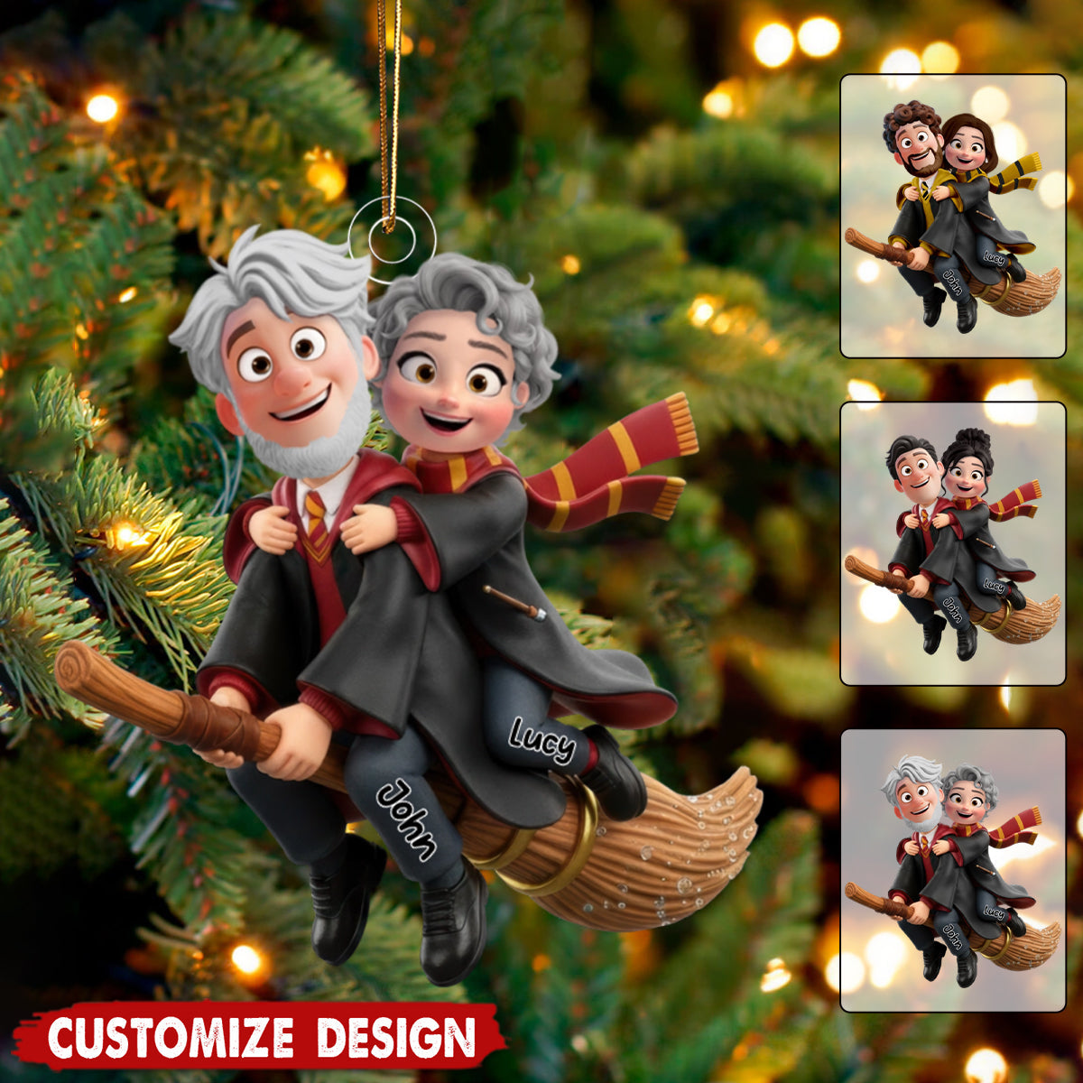 Flying Couple Christmas Ornament - Personalized Gifts For Couple