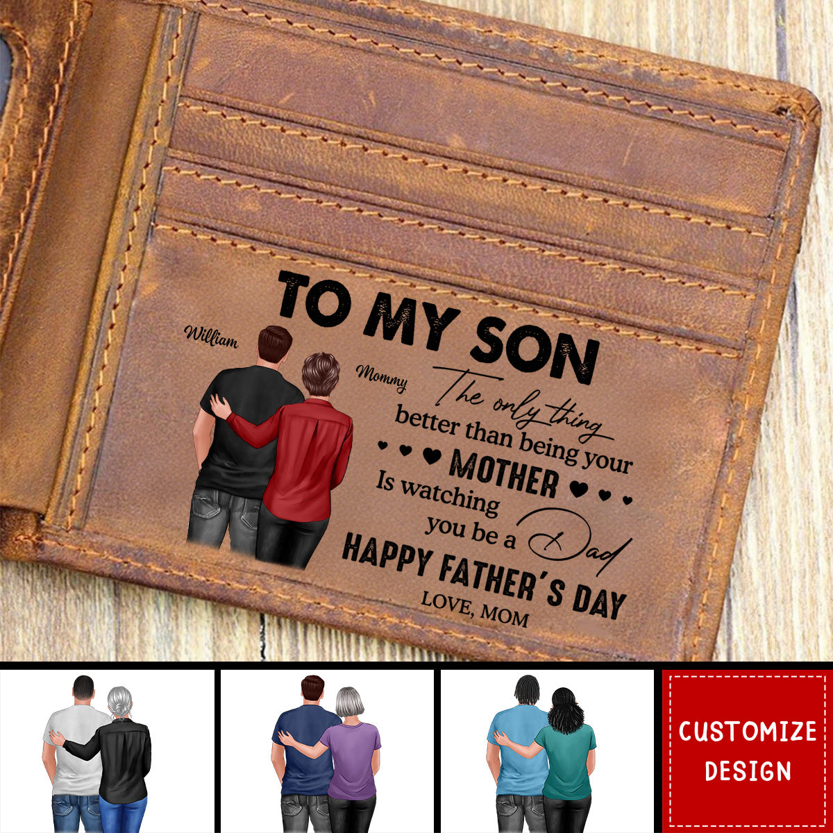From Mom To Son Personalized Wallet - Father's Day Gift For Son