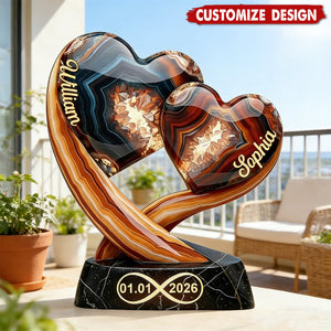 Together Forever - Personalized Two Heart Couple Plaque