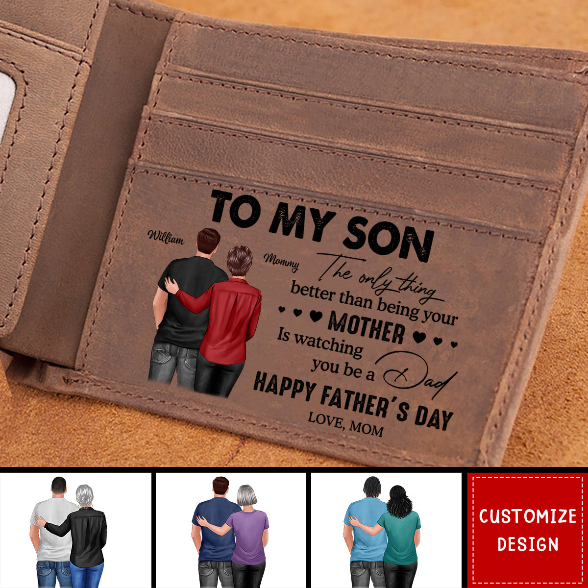 From Mom To Son Personalized Wallet - Father's Day Gift For Son